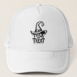 Gorra De Camionero Truco o trato simple en blanco y negro