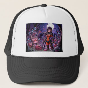 Gorra De Camionero Truco o Trato Zombies de Halloween repartiendo Cer