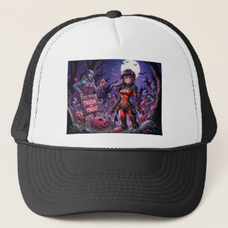 Gorra De Camionero Truco o Trato Zombies de Halloween repartiendo Cer
