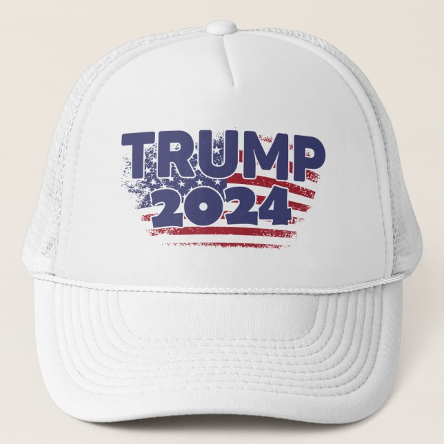 Gorra De Camionero Trump 2024 - Bandera estadounidense (Anverso)