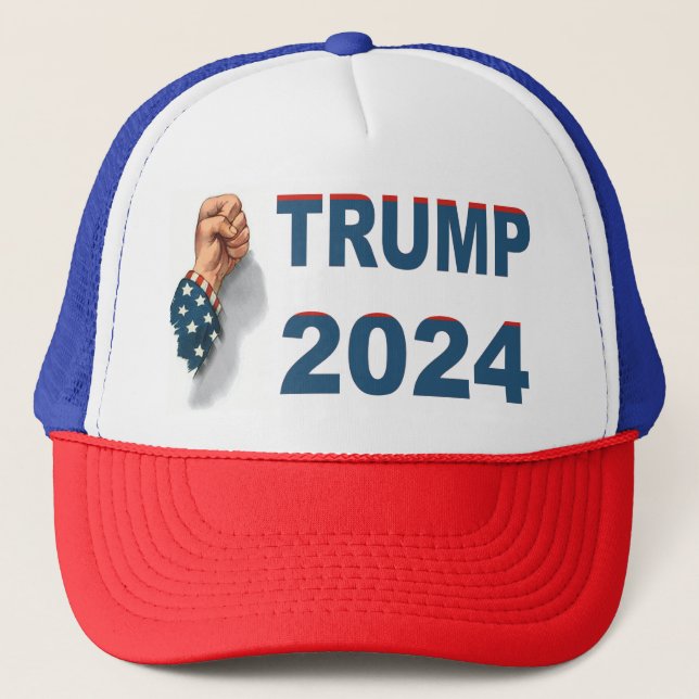 Gorra De Camionero Trump 2024 Disparando a EE.UU. (Anverso)