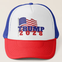 Trump 2028 con bandera estadounidense
