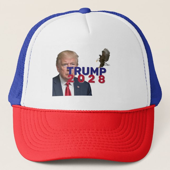Gorra De Camionero Trump 2028 Texto con águila calva (Anverso)