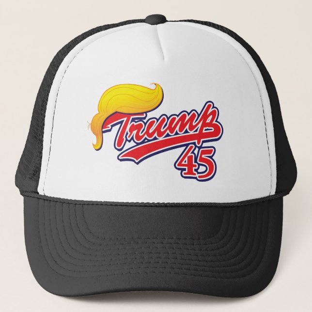 Gorra De Camionero Trump-45 con pelo (Anverso)