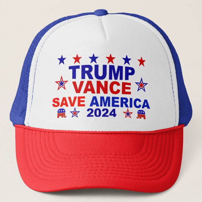 Gorra De Camionero Trump Vance 2024 Save America (Anverso)
