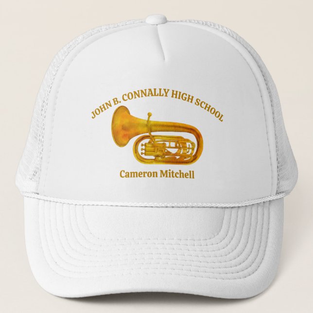 Gorra De Camionero Tuba Player High School Band Gold Personalizado (Anverso)