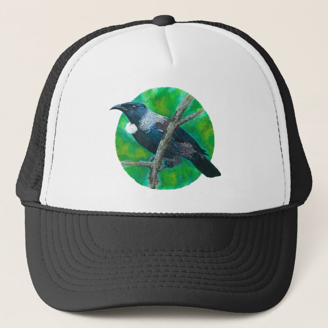 Gorra De Camionero Tui de Nueva Zelanda - Pintura en acrílico (Anverso)
