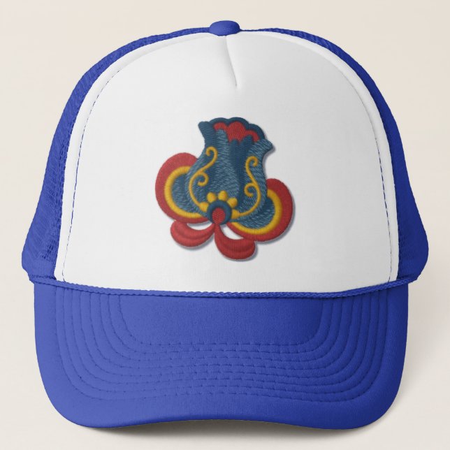 Gorra De Camionero Tulipán de Rosemaling del noruego (Anverso)
