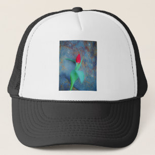 Gorra De Camionero Tulipán rojo sobre pizarra gris azul