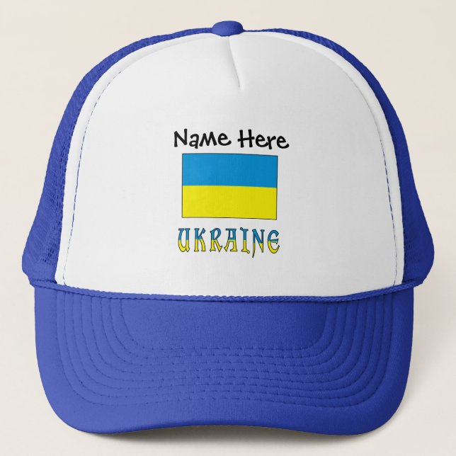 Gorra De Camionero Ukraine and Ukrainian Flag Personalized  (Anverso)