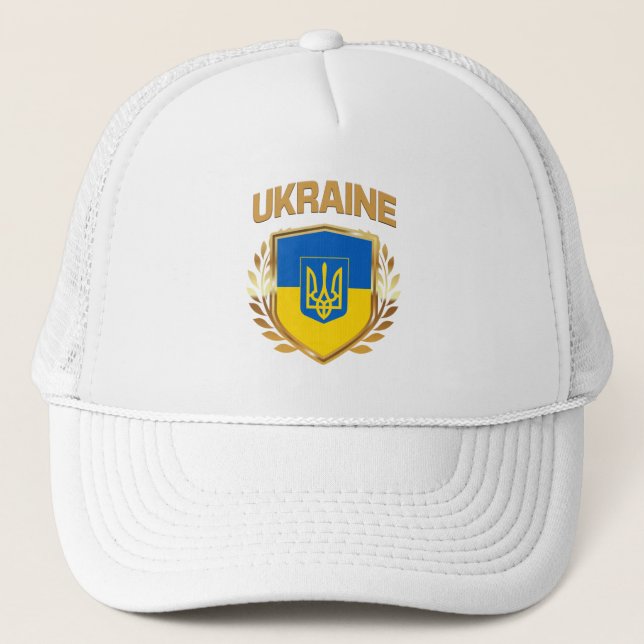 Gorra De Camionero Ukraine Flag Shield & Emblem (Anverso)