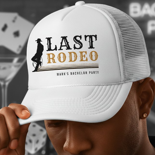 Gorra De Camionero Último Rodeo Vaquero Despedida de Soltero Marrón y (Last Rodeo Cowboy Bachelor Party Brown & Black Trucker Hat
)