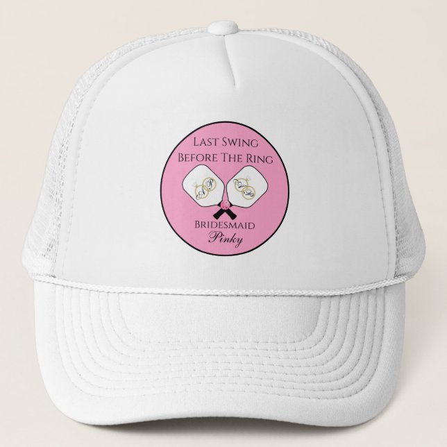 Gorra De Camionero Último swing antes de la boda de pickleball rosa (Anverso)
