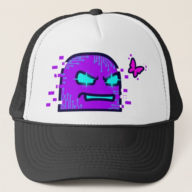 Gorra De Camionero Un arte digital creativo al estilo ciberpunk (Anverso)