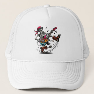 Gorra De Camionero Un bonito esqueleto de estrella de rock