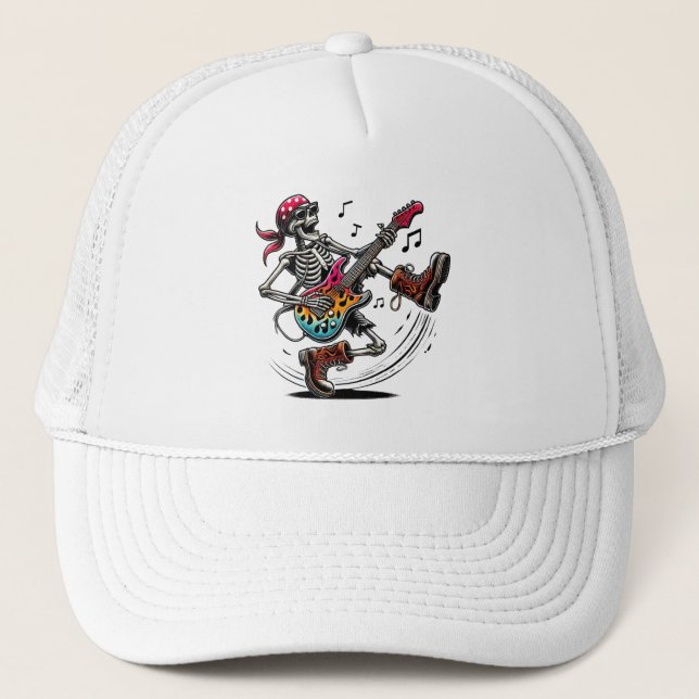 Gorra De Camionero Un bonito esqueleto de estrella de rock (Anverso)