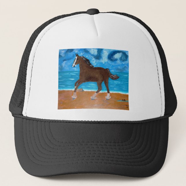 Gorra De Camionero un caballo en la playa (Anverso)