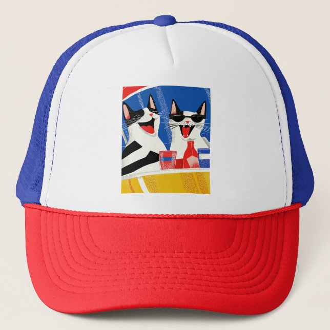 Gorra De Camionero Un divertido y perfecto gato dúo con vibraciones d (Anverso)