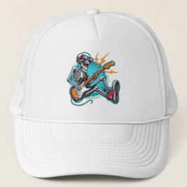 Gorra De Camionero Un esqueleto de estrella de rock