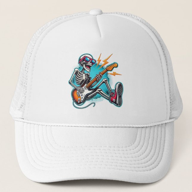 Gorra De Camionero Un esqueleto de estrella de rock (Anverso)