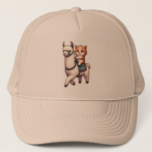 Gorra De Camionero Un gatito gatito montando llama fluida, gato y lla