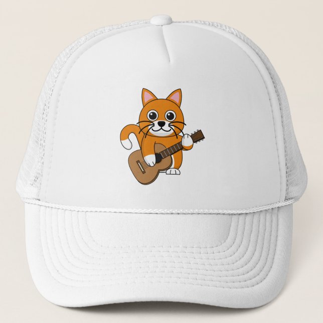Gorra De Camionero Un gato blanco Naranja lindo tocando Personalizado (Anverso)