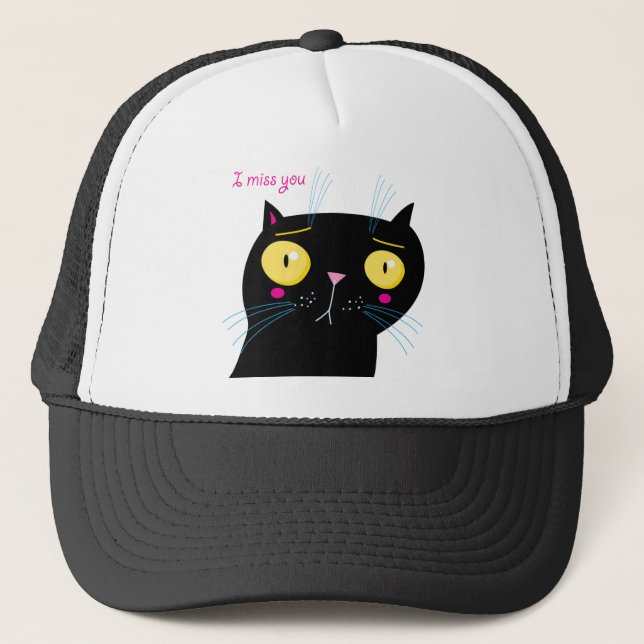 Gorra De Camionero Un gato gracioso te extraña (Anverso)