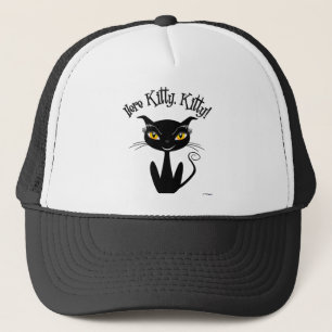 Gorra De Camionero ¡Un Gato Negro Brillante Aquí Kitty, Kitty!