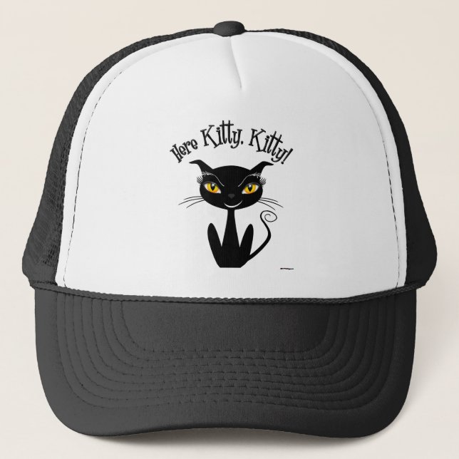 Gorra De Camionero ¡Un Gato Negro Brillante Aquí Kitty, Kitty! (Anverso)