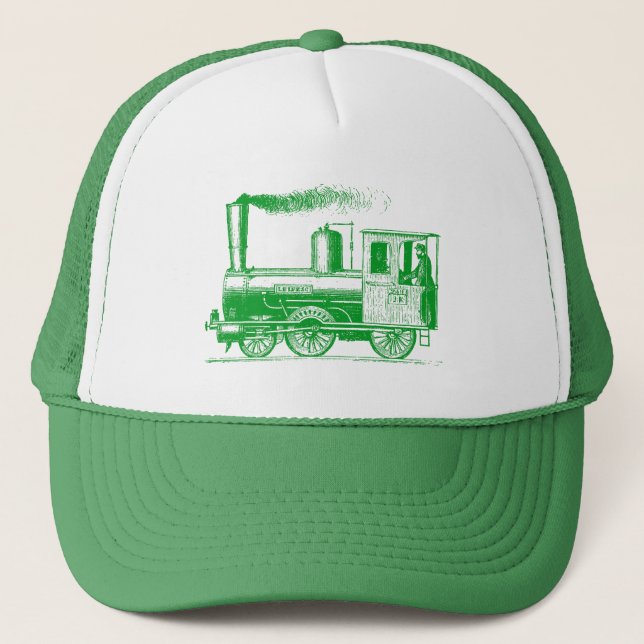 Gorra De Camionero Un hombre y el suyo tren - verde de hierba (Anverso)