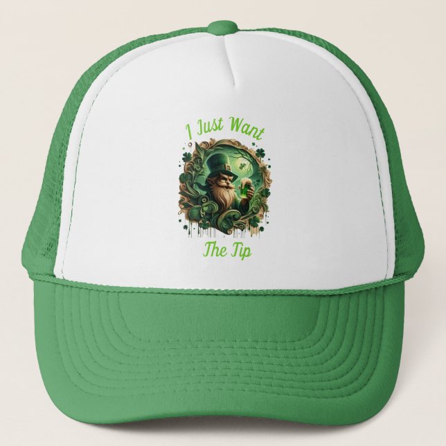 Gorra De Camionero Un Leprechaun Brillante Salvando Una Pinta (Anverso)