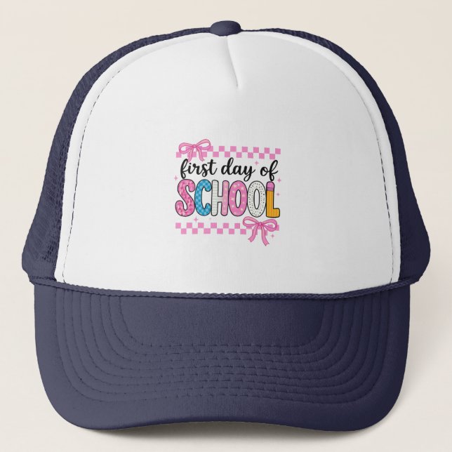 Gorra De Camionero Un lindo primer día de diseño escolar (Anverso)