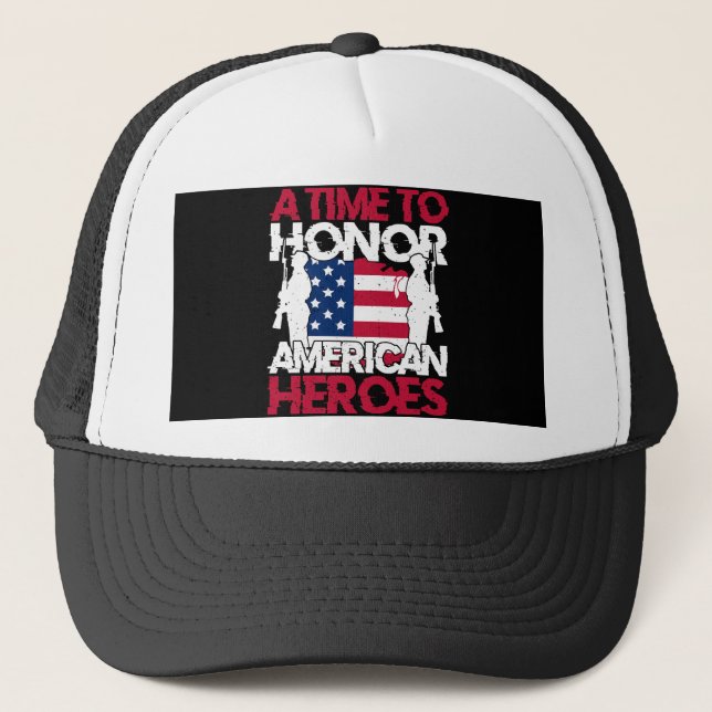 Gorra De Camionero Un Momento Para Honrar A Los Héroes Estadounidense (Anverso)