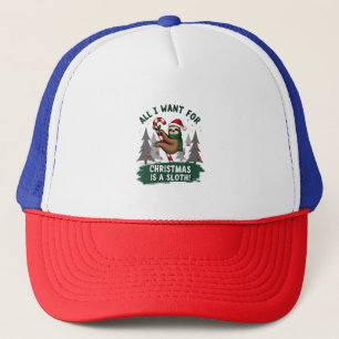 Gorra De Camionero Un Perezoso Para Navidad. Lindo, Perezoso De Navid