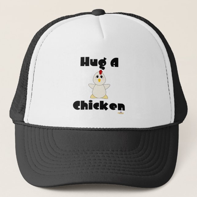Gorra De Camionero Un Pollo Blanco Hugable Abraza A Un Pollo (Anverso)