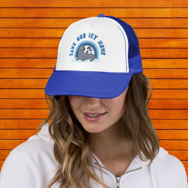 Gorra De Camionero Un sello y un pingüino personalizado "Salven nuest (Subido por el creador)
