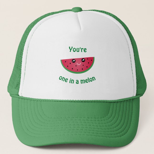 Gorra De Camionero Una en una melena divertida de melón kawaii (Anverso)