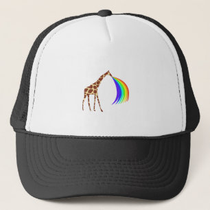 Gorra De Camionero Una jirafa ladrando un arco iris