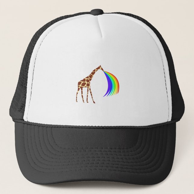 Gorra De Camionero Una jirafa ladrando un arco iris (Anverso)