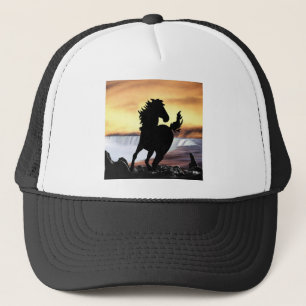 Gorra De Camionero Una silueta de caballo y una cascada