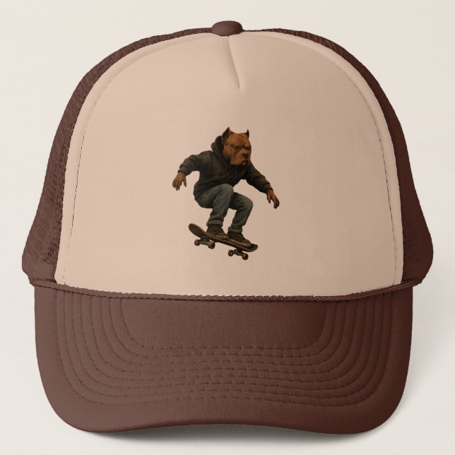 Gorra De Camionero Unchained Skater Pitbull Graphic Art Skateboarding (Anverso)