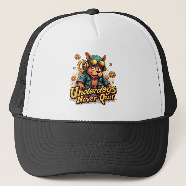 Gorra De Camionero Underdogs Never Quit Cap – Motivational Hat (Anverso)