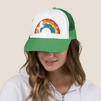 Gorra De Camionero Unicornio arco iris retro