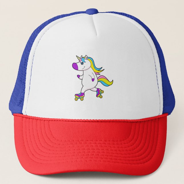 Gorra De Camionero Unicornio en patinaje en línea con patines (Anverso)
