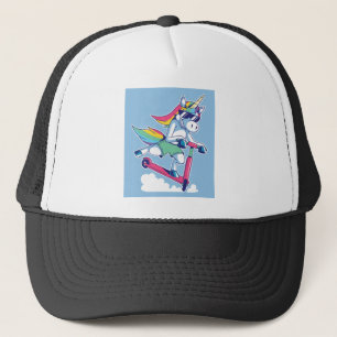 Gorra De Camionero Unicornio en un Scooter