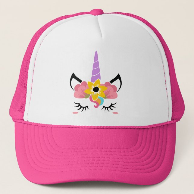Gorra De Camionero Unicornio floral suave (Anverso)