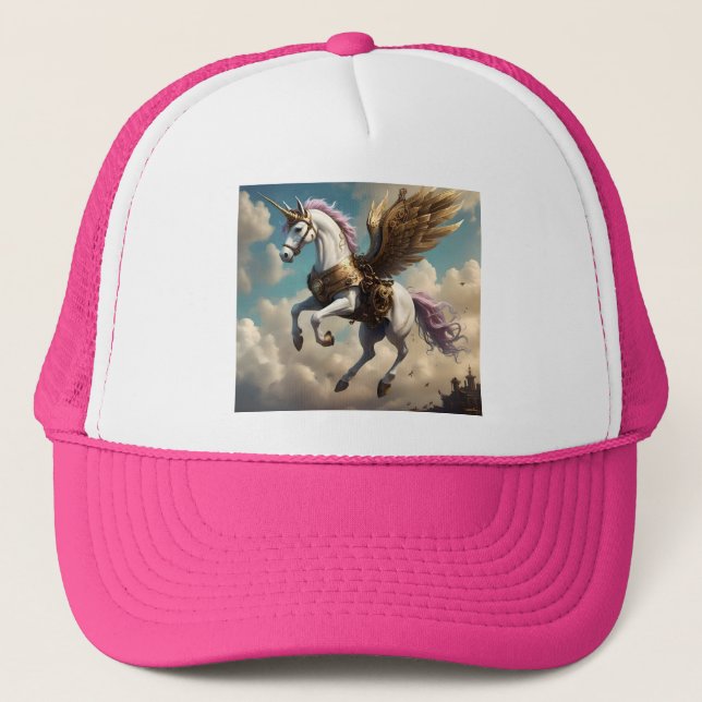 Gorra De Camionero Unicornio Steampunked, (Anverso)