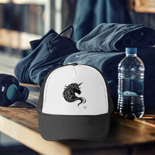 Gorra De Camionero Unicornio tribal negro
