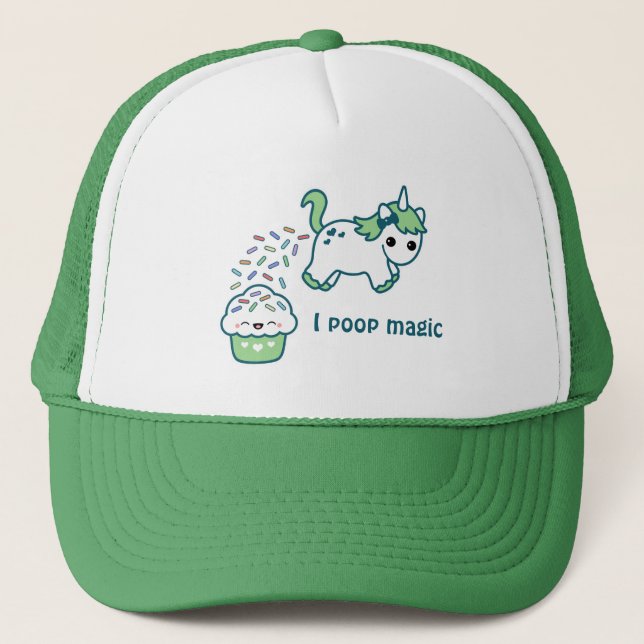 Gorra De Camionero Unicornio verde de Pooping (Anverso)