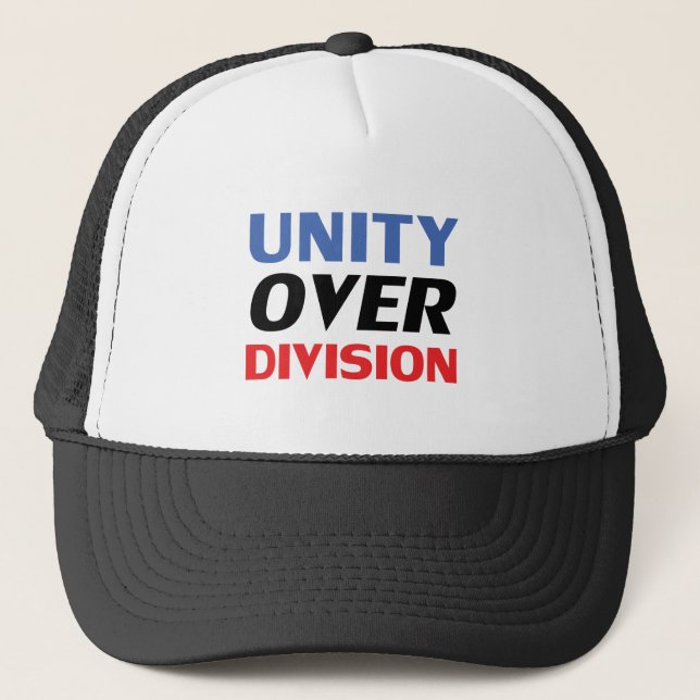 Gorra De Camionero "Unidad sobre división" blanco rojo azul (Anverso)